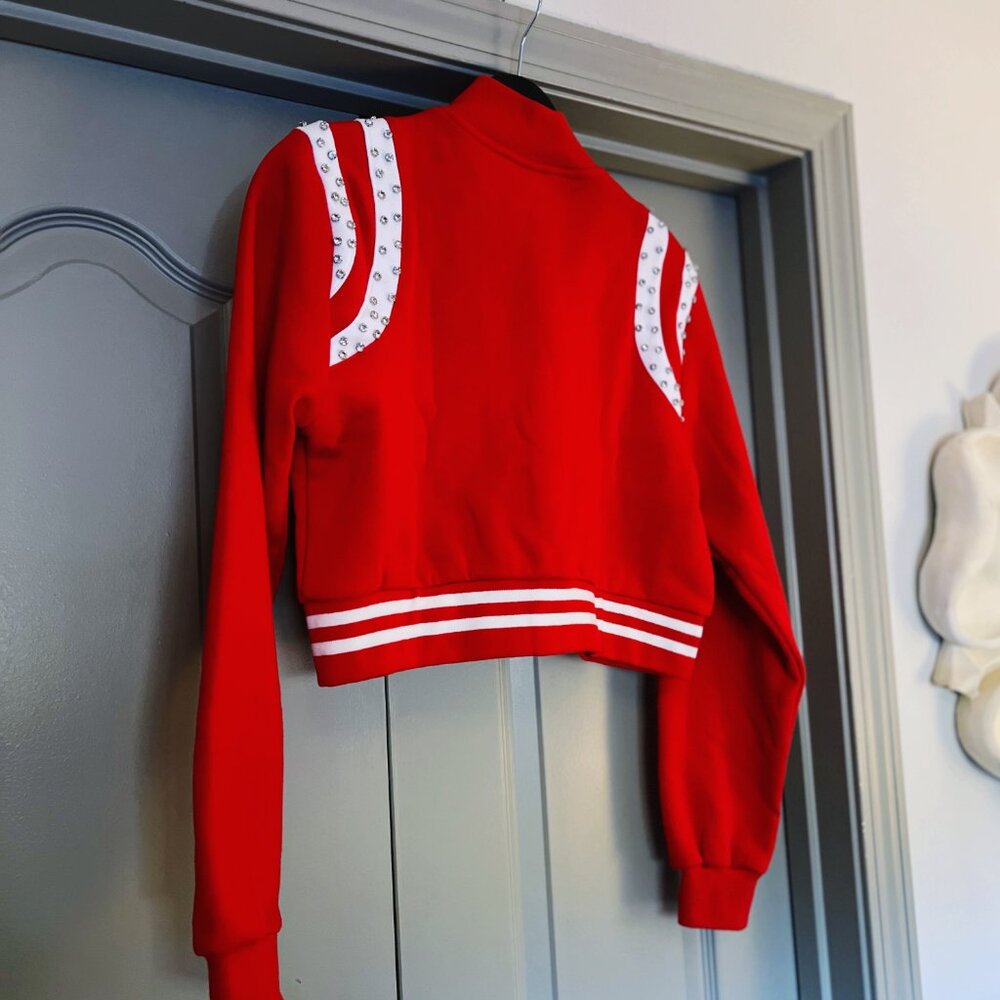 SOLD Red Embellished Varsity Jacket | Delta Sigma Theta | NWOT | Cropped Bomber - Picture 6 of 7